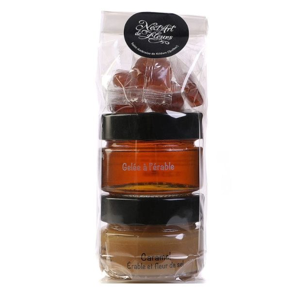 Caramel à l'érable fleur de sel et gelée d'érable et bonbons